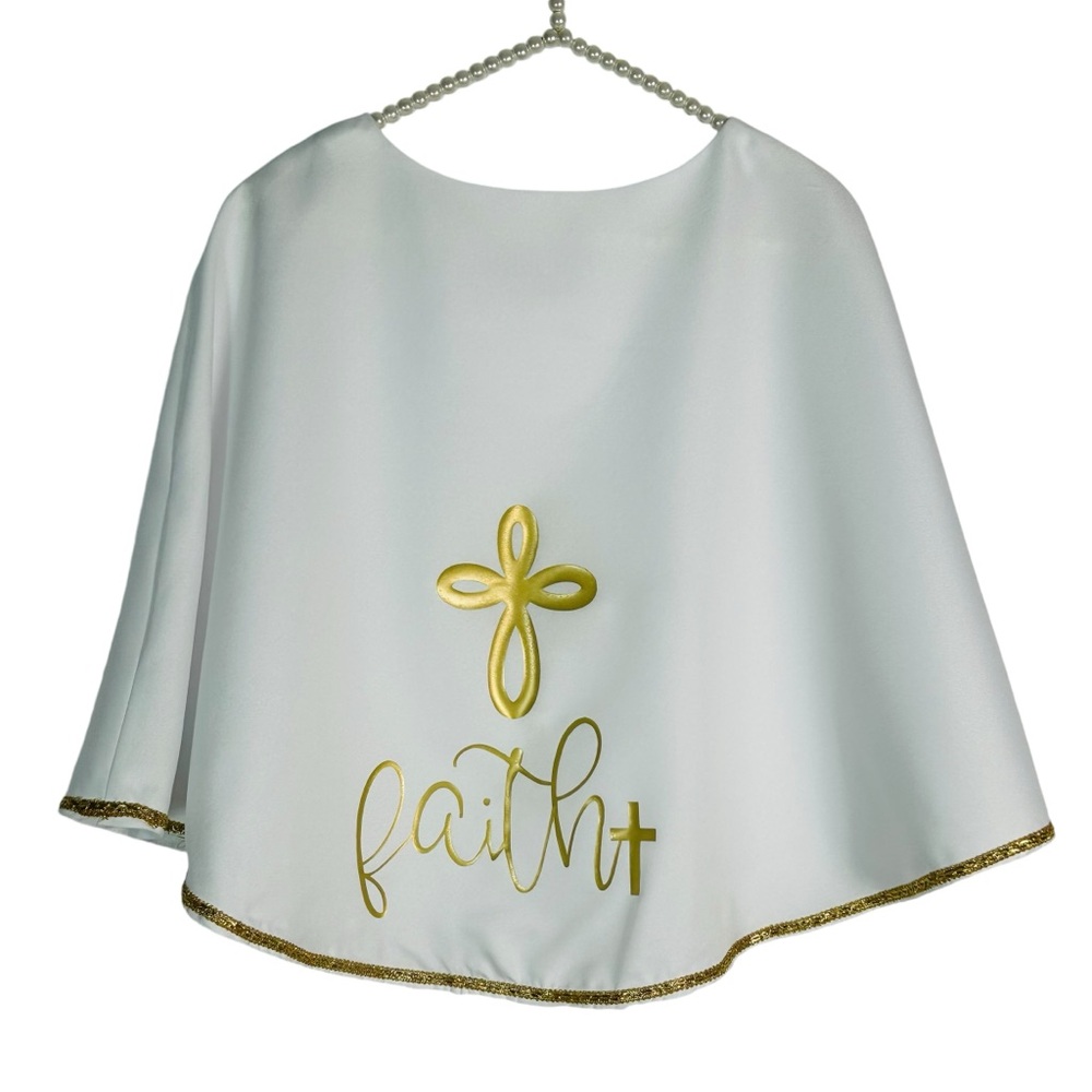 Communion Child Cape Faith Catholic Christian One Size White Gold Church